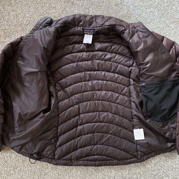 Patagonia Goose Down Womens XS Brown Full Zip Sweater Puffer Jacket Quilted FLAW - Picture 9 of 15